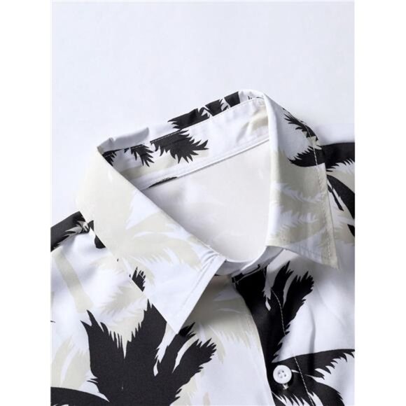 Men's 2 Piece Outfit Tropical Print Short Sleeve Button Down Shirt and S… - Picture 4 of 6